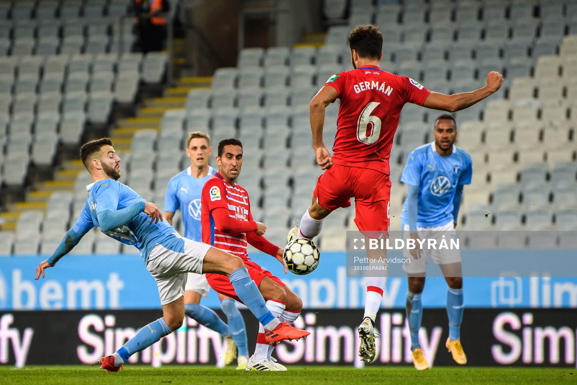 Erdal Rakip of Malmö FF and German Sanchez of Granada