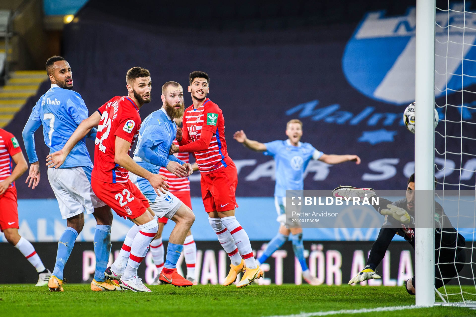Isaac Kiese Thelin and Jo Inge Berget of Malmö FF against