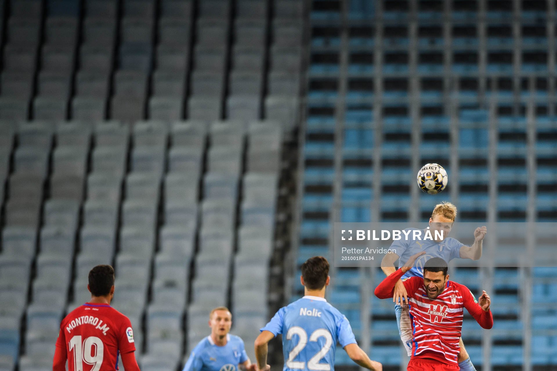 Oscar Lewicki of Malmö FF and Jorge Molina of Granada