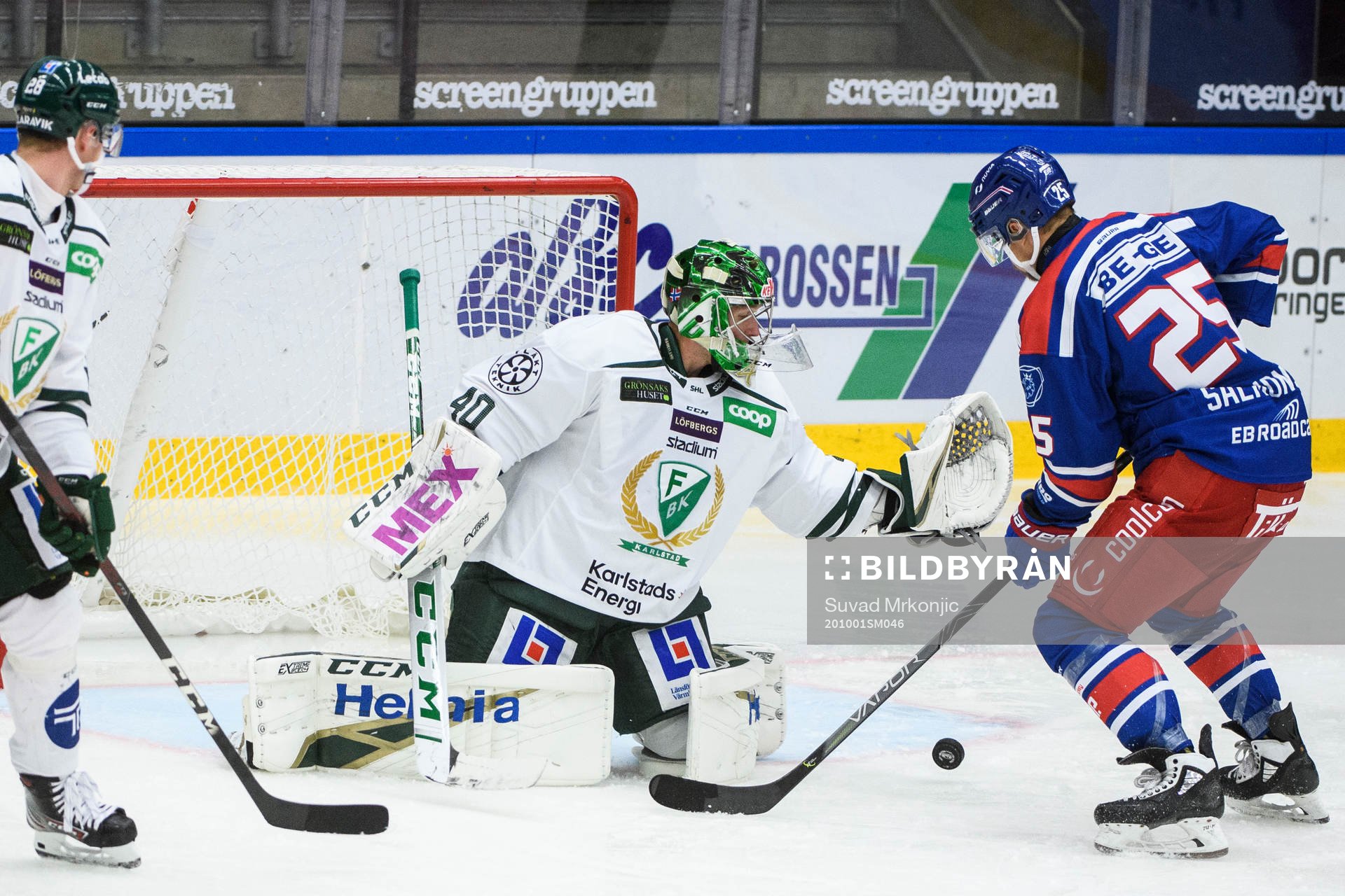 Färjestads målvakt Henrik Haukeland och Oskarshamns