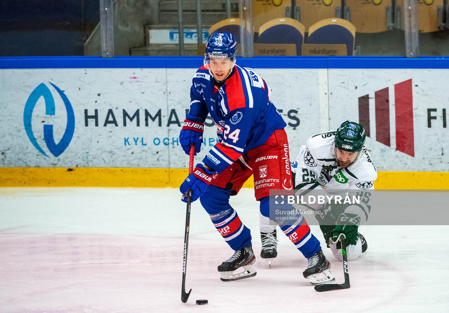 Oskarshamns Kim Strömberg och Färjestads Martin Johansson
