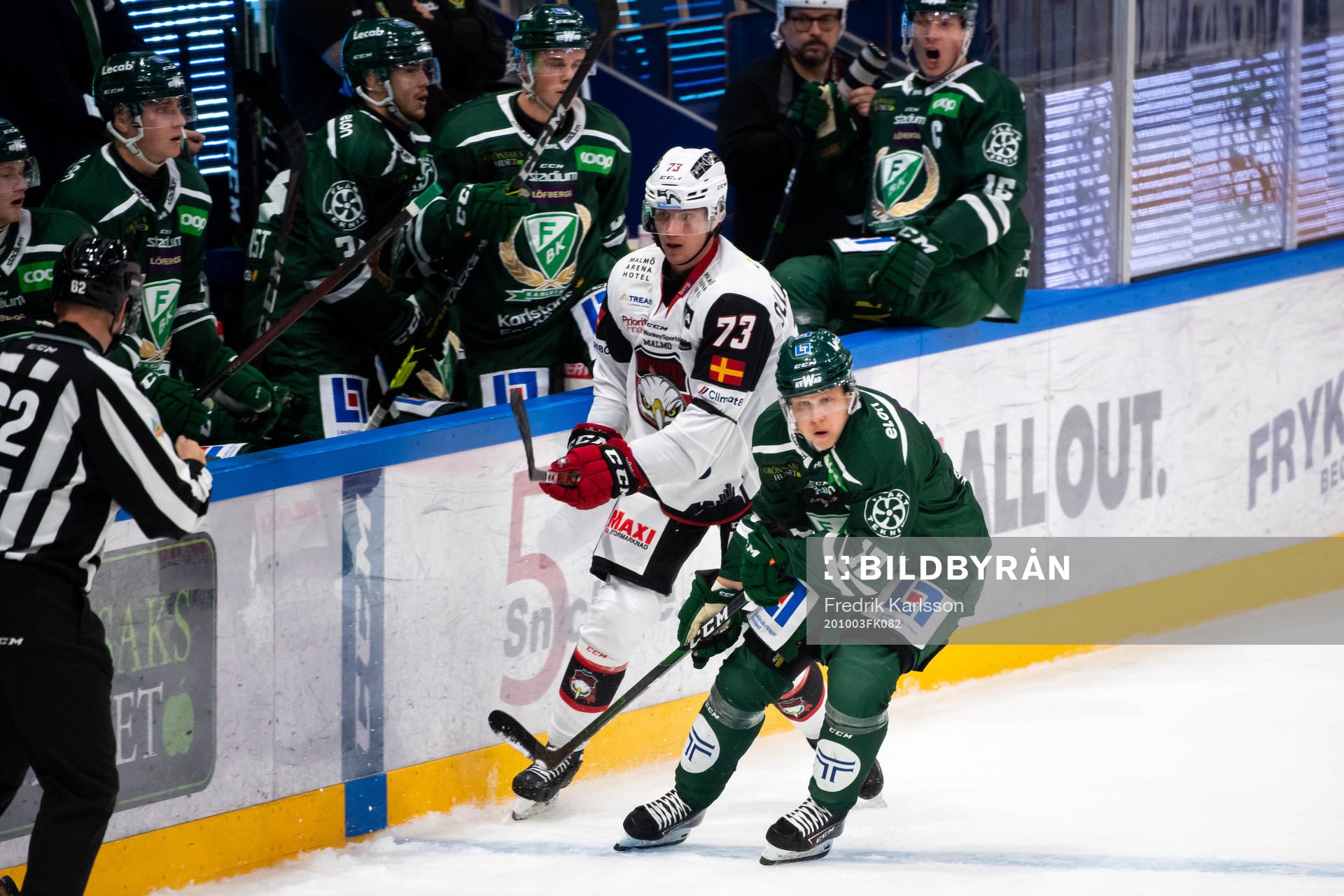 Malmö Redhawks Adam Ollas Mattsson och Färjestads Daniel