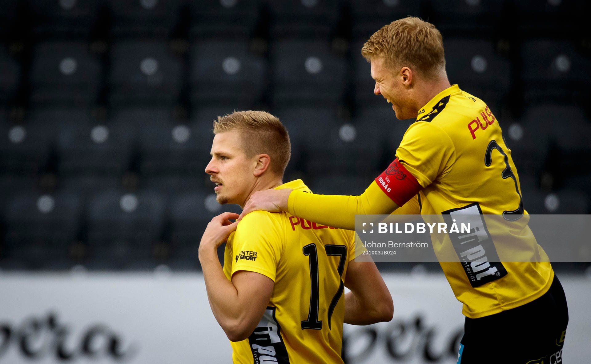 Elfsborgs Per Frick gör 1-0 och jublar med Sivert Heltne