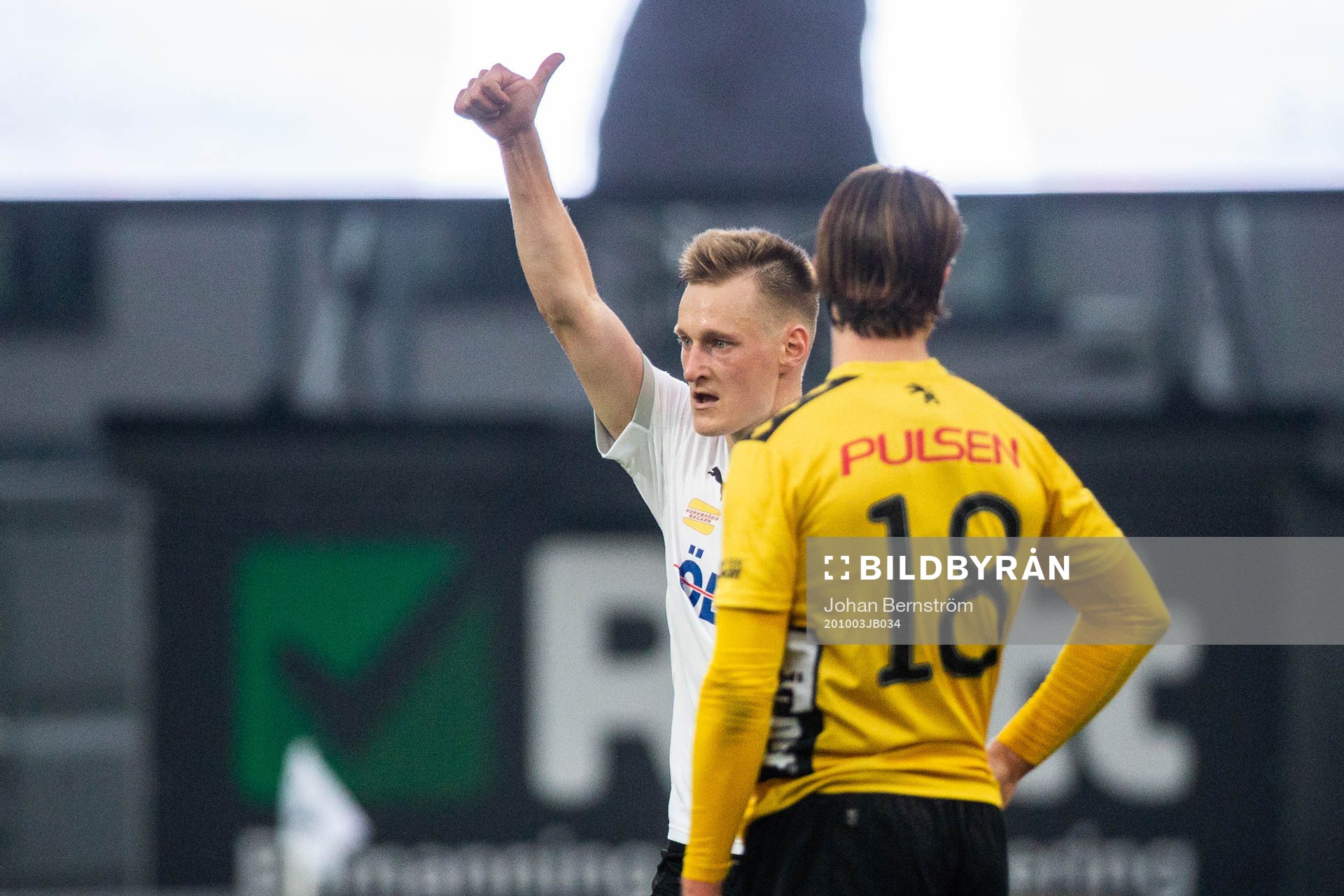 Örebros Rasmus Karjalainen jublar efter 3-2 under fotbollsmatchen i Allsvenskan mellan Örebro och Elfsborg den 3 oktober 2020 i Örebro.
