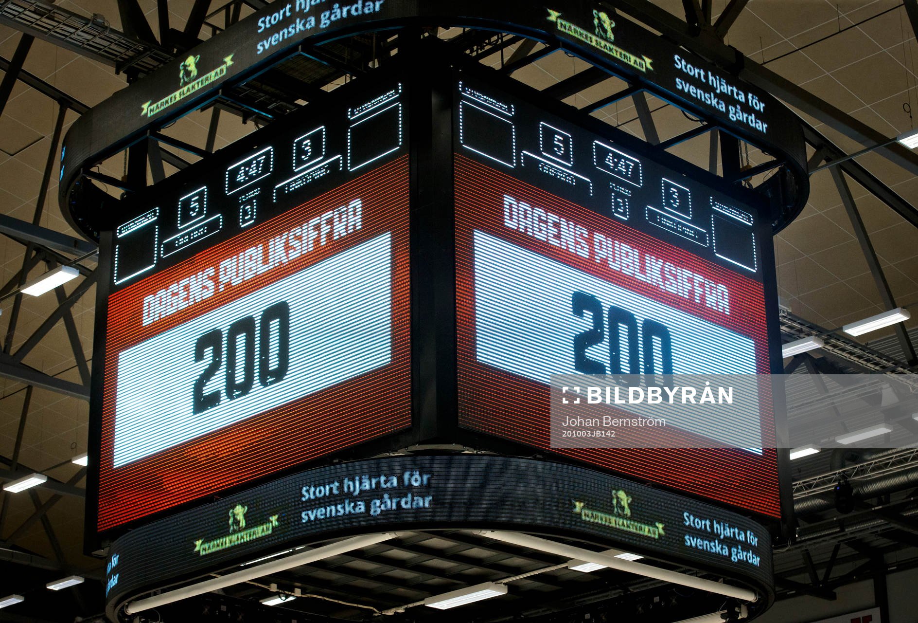 Örebros publiksiffra 200 visas på jumbotronen