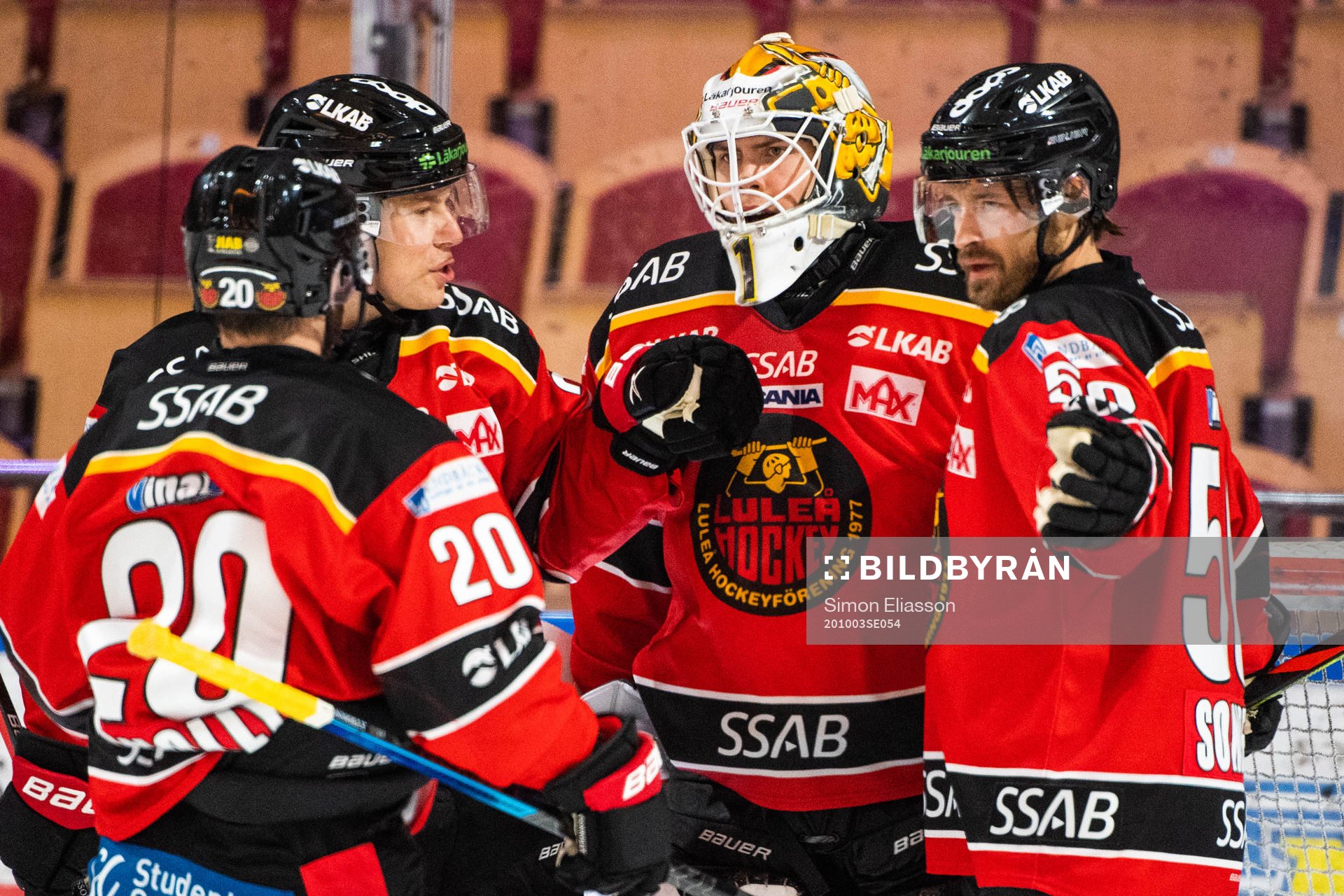 Luleås Erik Gustafsson, målvakt Jesper Wallstedt och