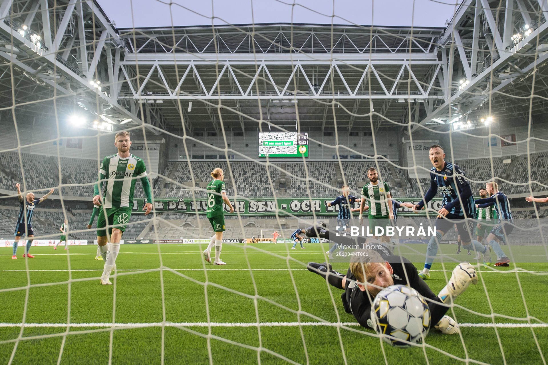 Djurgårdens Jesper Nyholm gör 1-1 bakom Hammarbys