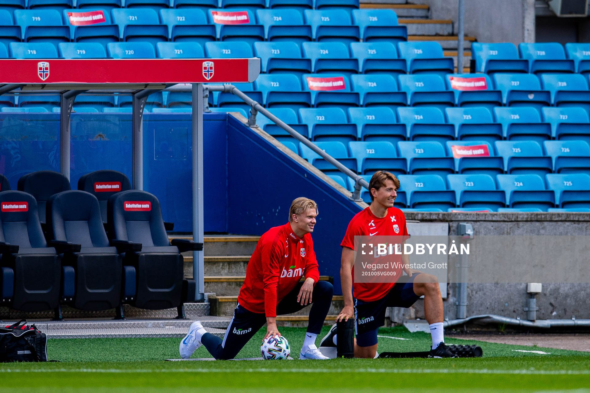 Erling Braut Haaland and Sander Berge of the Norwegian