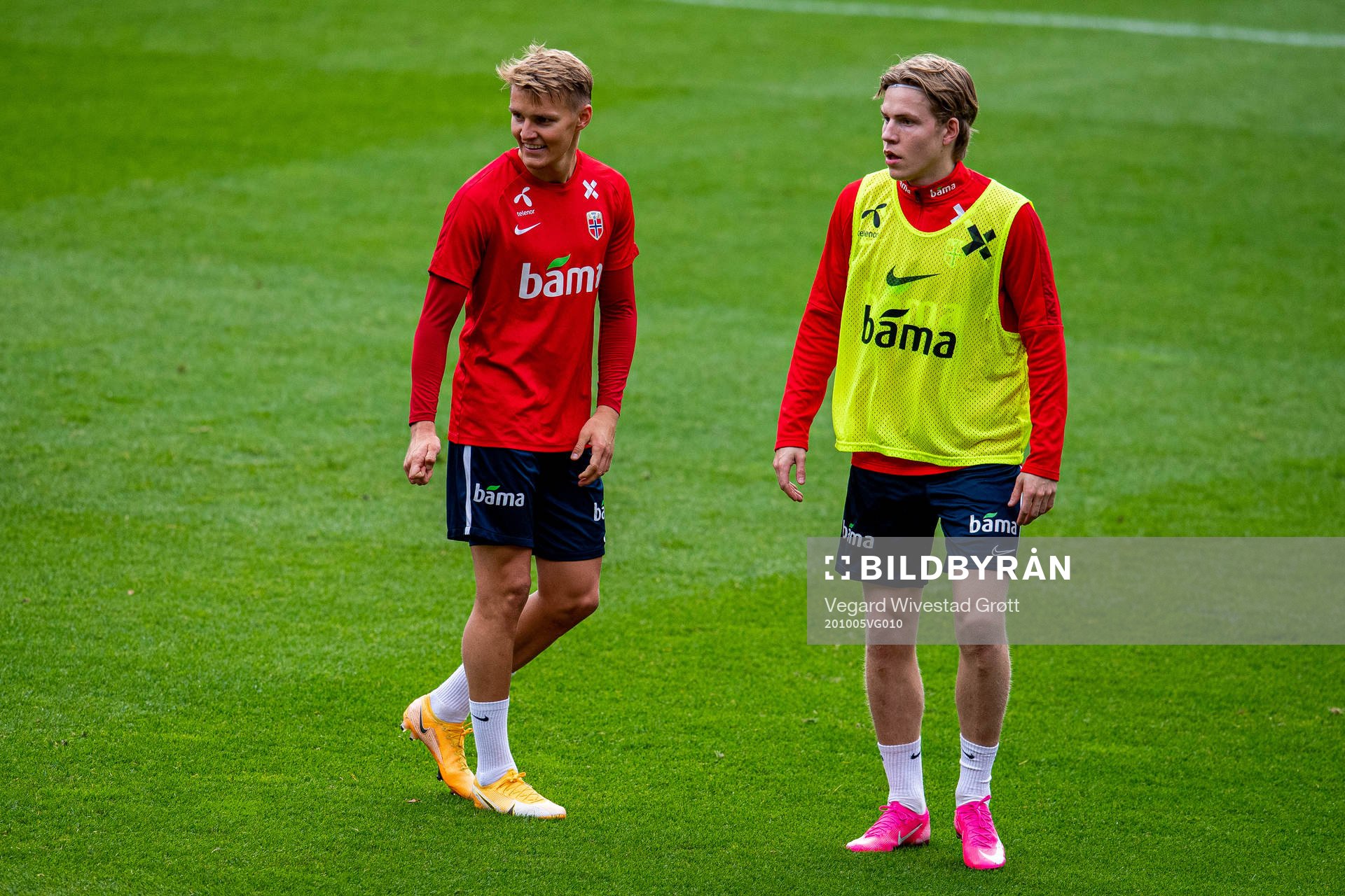 Martin Ødegaard and Jens Petter Hauge of the Norwegian