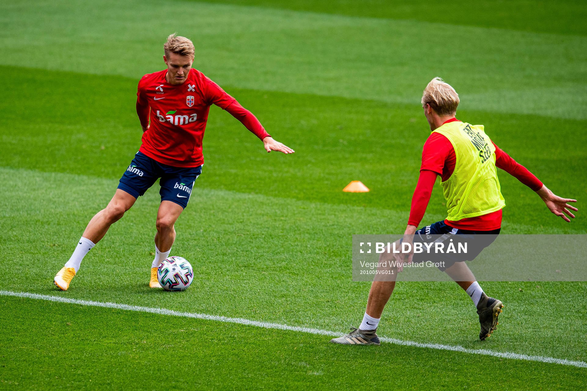 Martin Ødegaard and Morten Thorsby of the Norwegian