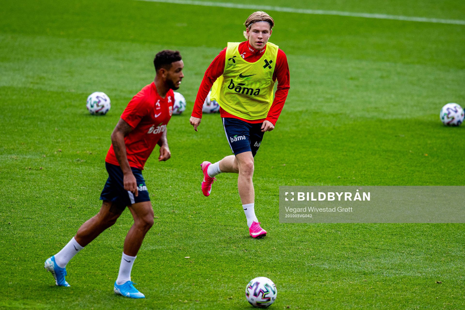 Joshua King and Jens Petter Hauge of the Norwegian national