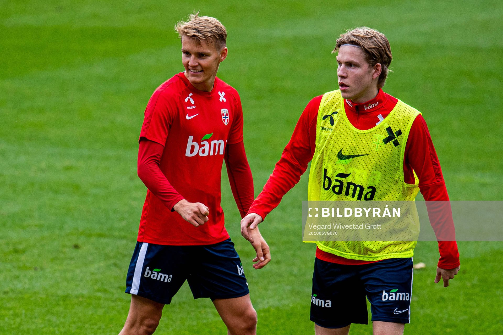 Martin Ødegaard and Jens Petter Hauge of the Norwegian