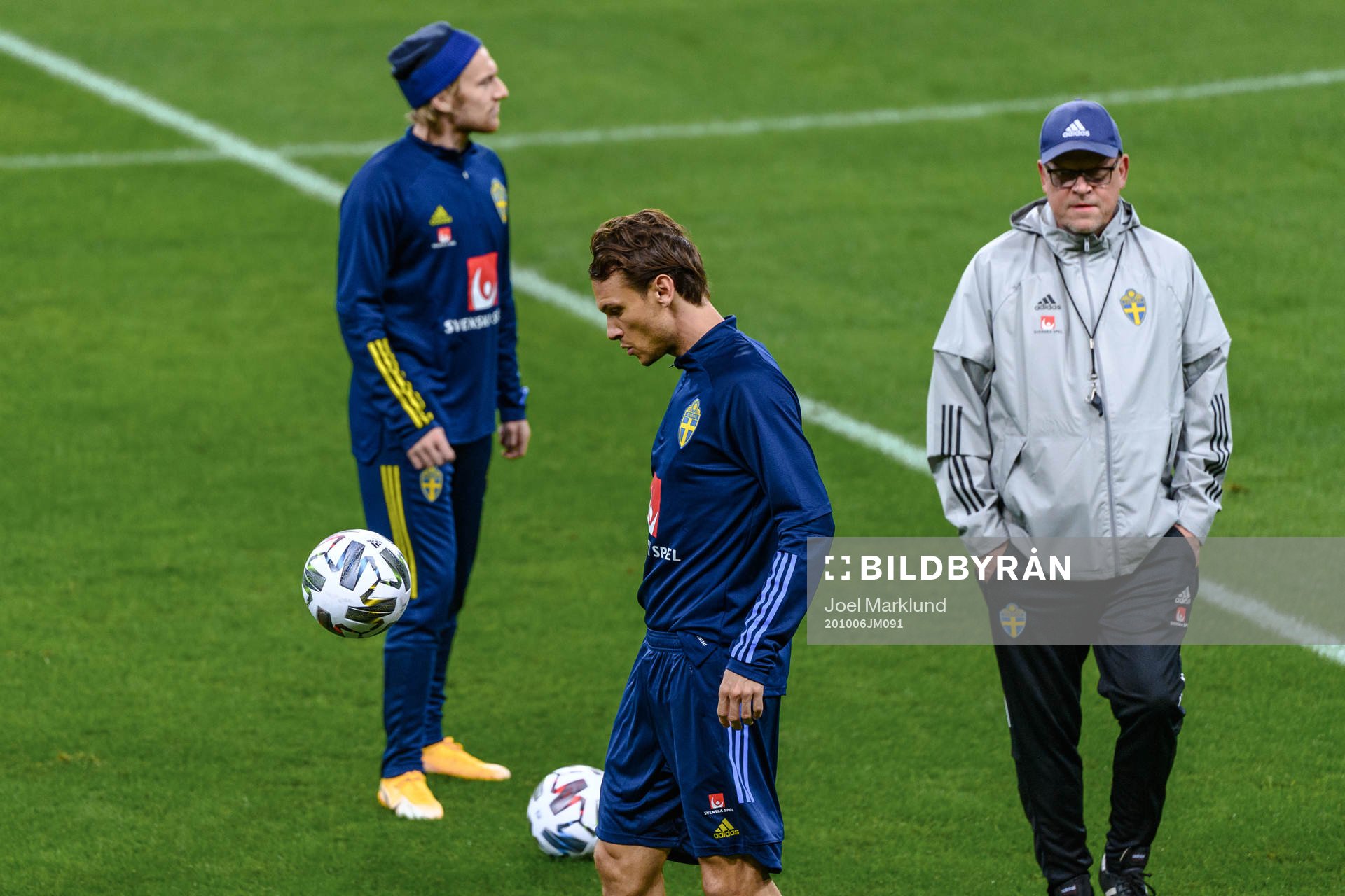 Emil Forsberg, Albin Ekdal and head coach Janne Andersson