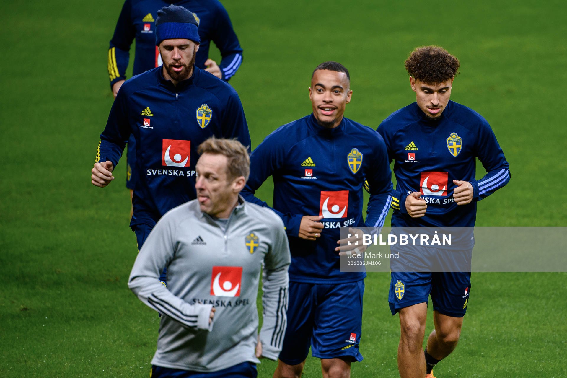 Pontus Jansson, Robin Quaison and Jordan Larsson of the