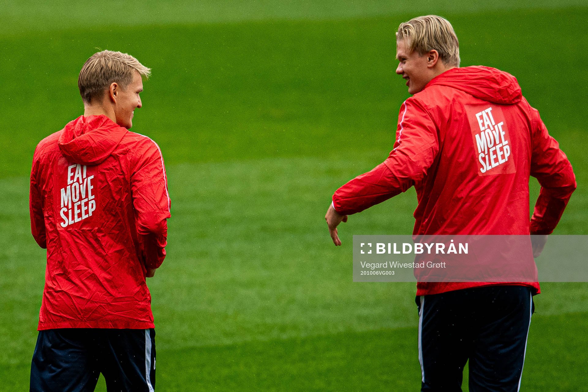 Martin Ødegaard and Erling Braut Haaland of the Norwegian