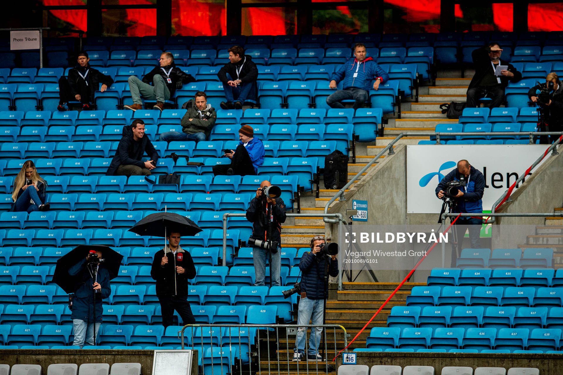 Journalists and photographers in the stand