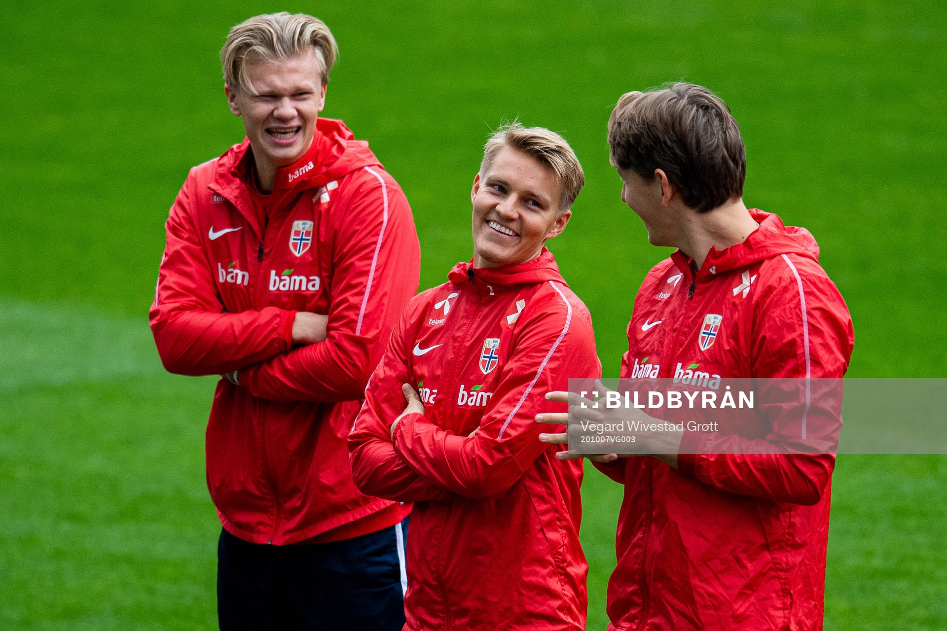Erling Braut Haaland, Martin Ødegaard and Sander Berge of