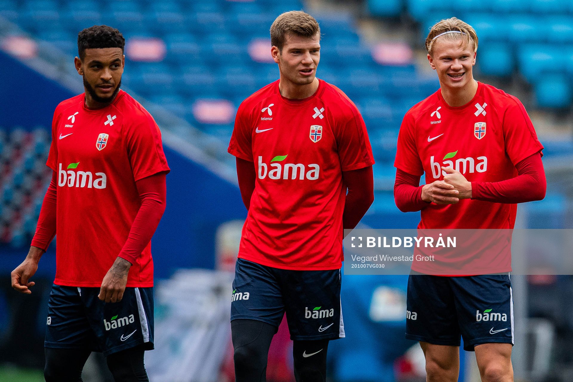 Joshua King, Alexander Sørloth and Erling Braut Haaland of