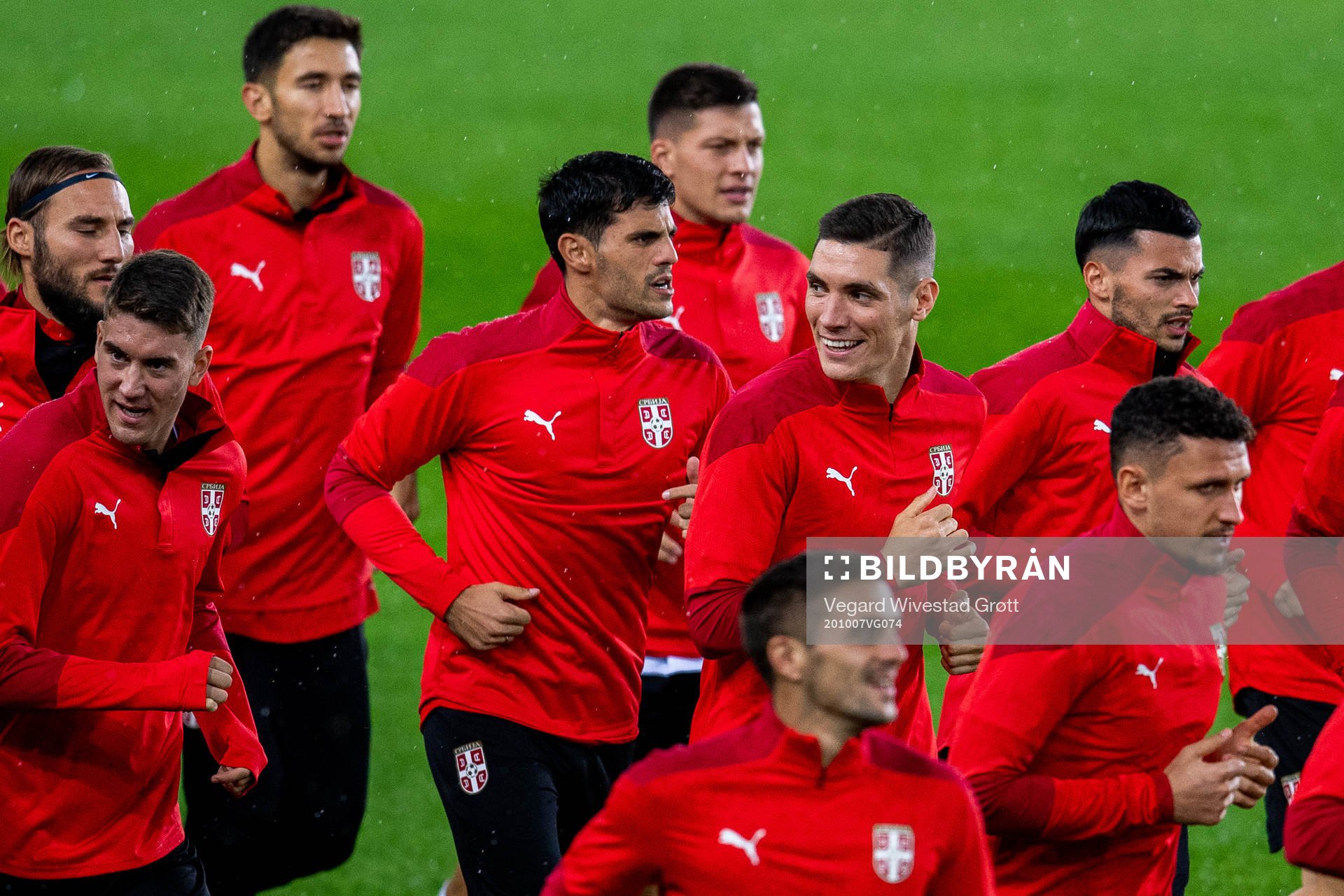 Nikola Milenković and players of the Serbian national