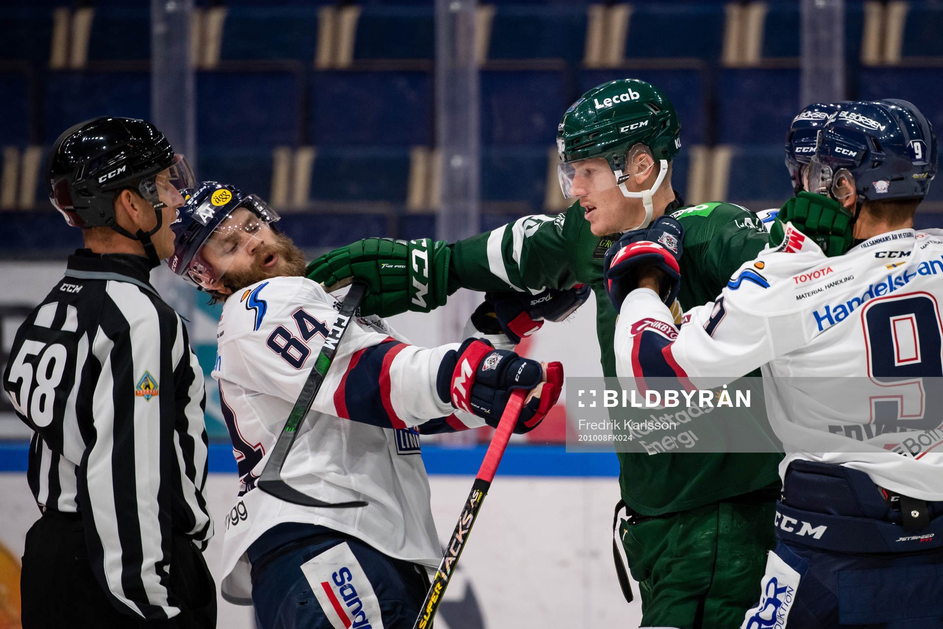 Linköpings Jimmy Andersson och Färjestads Gustav Rydahl
