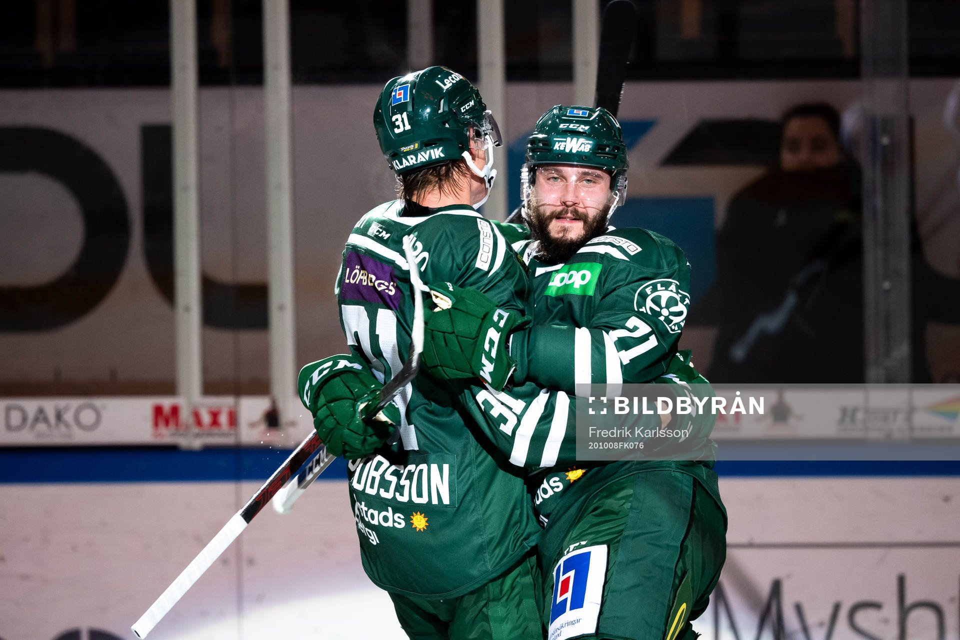 Färjestads Jesse Virtanen jublar