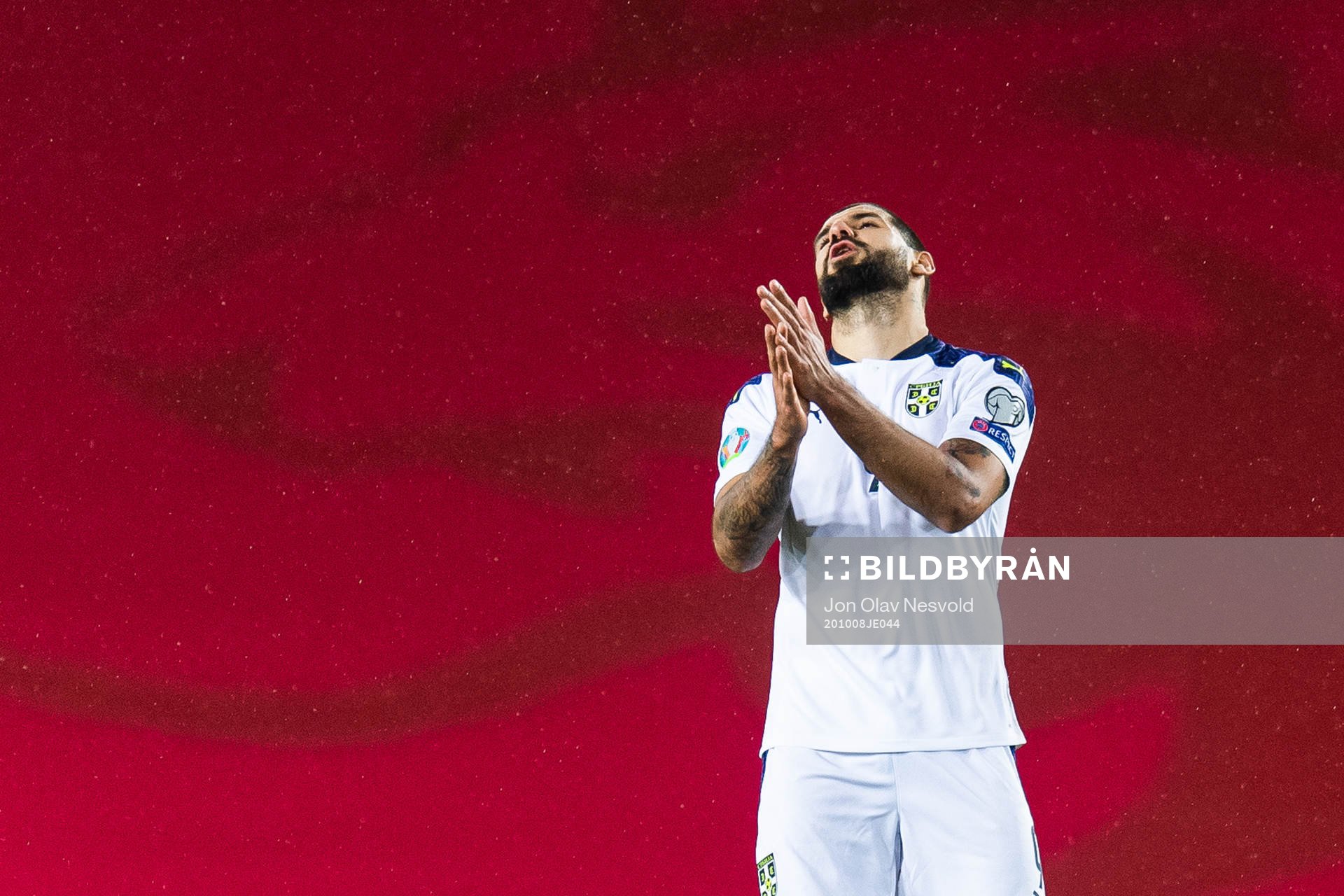 Aleksandar Mitrovic of Serbia reacts