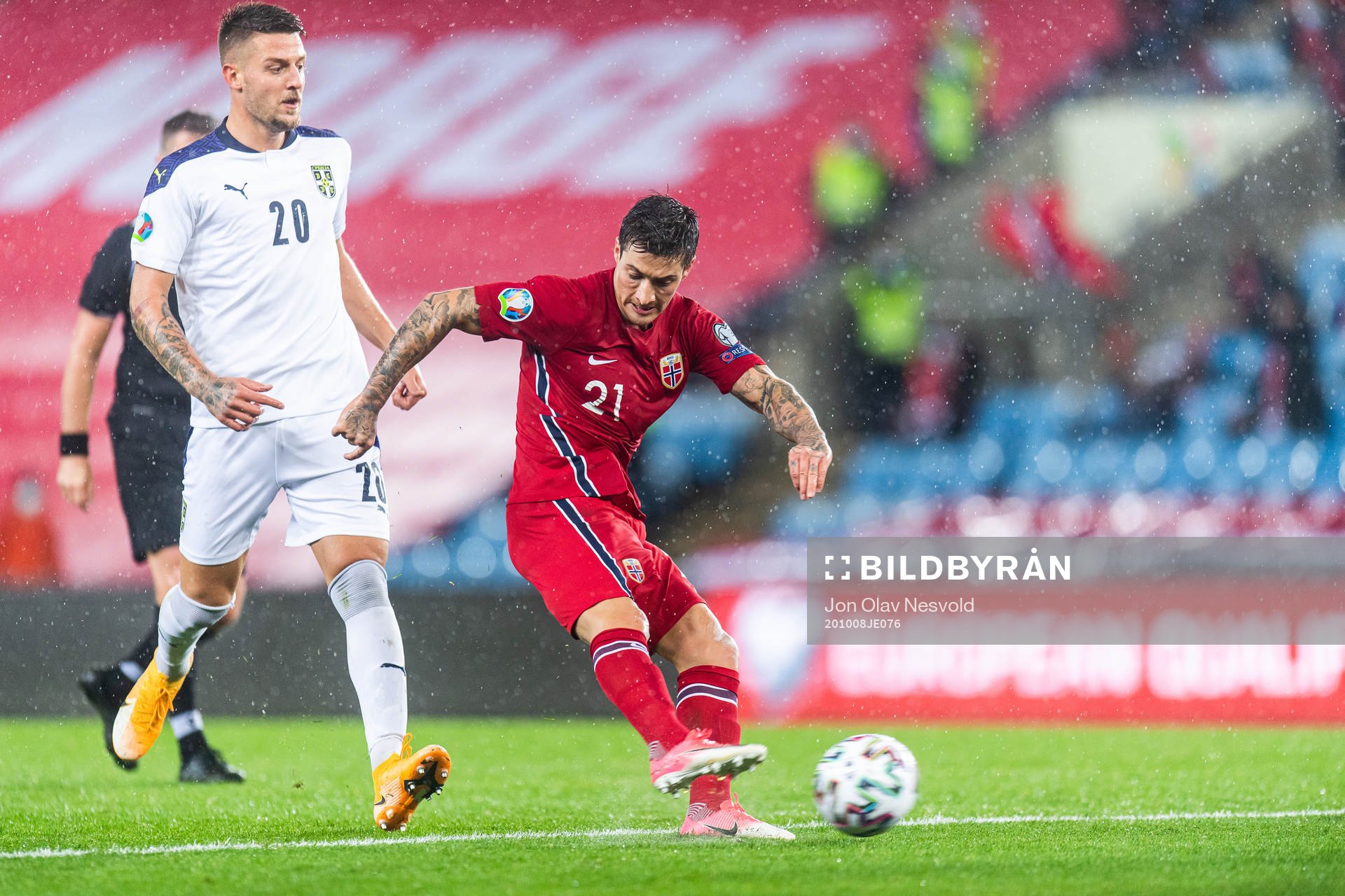 Mathias Normann of Norway scores 1-1