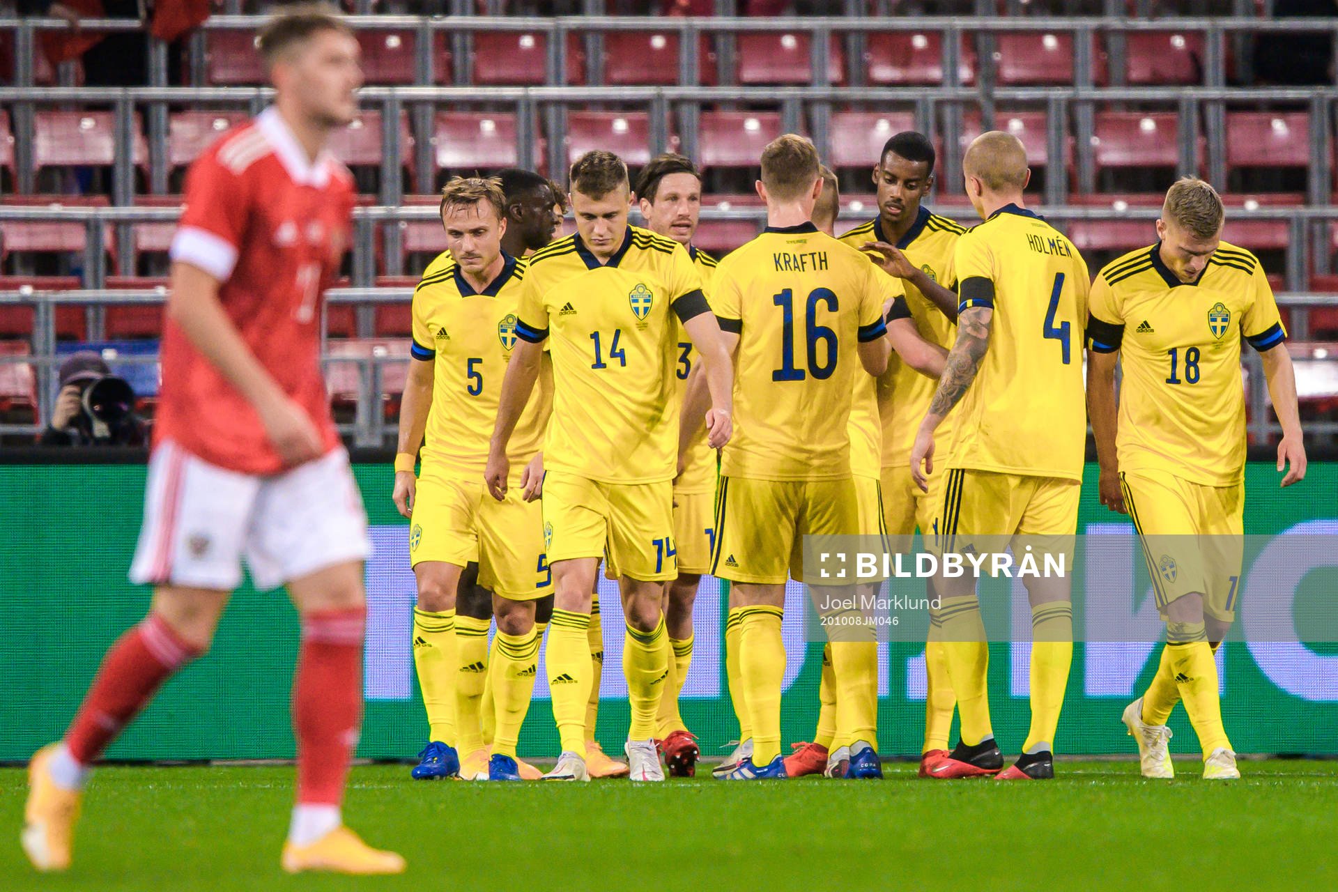 Alexander Isak of Sweden celebrates the 0-1 goal