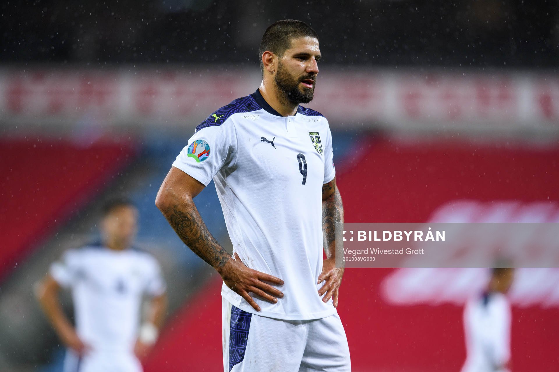Aleksandar Mitrovic of Serbia looks dejected