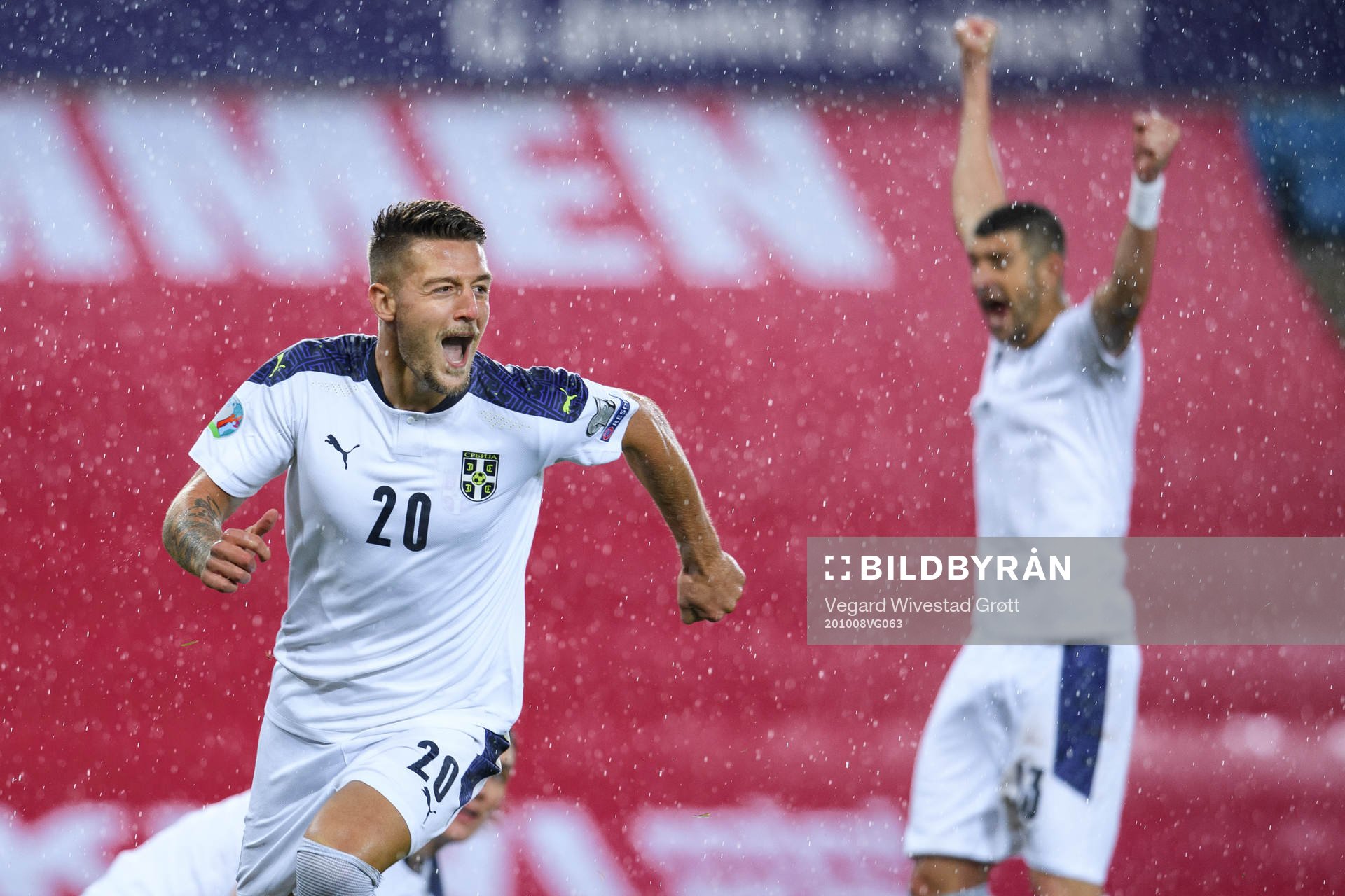 Sergej Milinkovic-Savic of Serbia celebrates