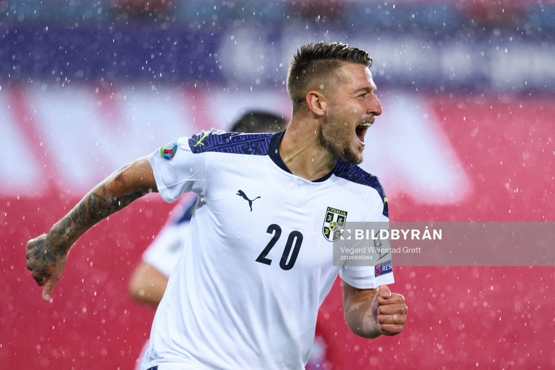 Sergej Milinkovic-Savic of Serbia celebrates