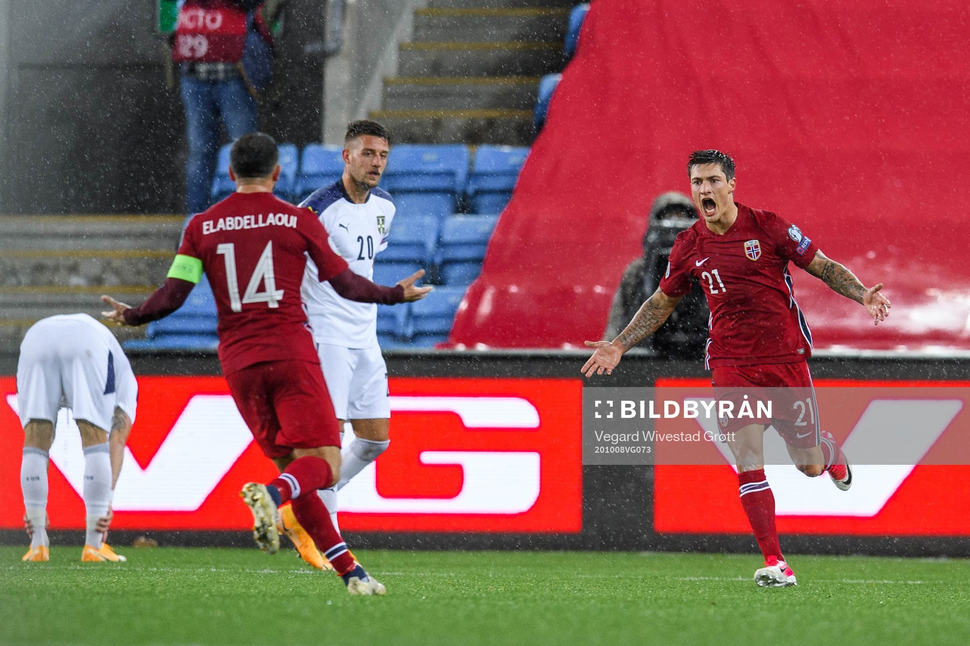 Mathias Normann of Norway celebrates the 1-1 goal
