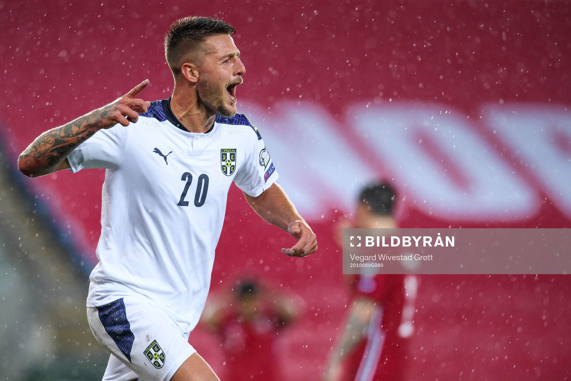 Sergej Milinkovic-Savic of Serbia celebrates