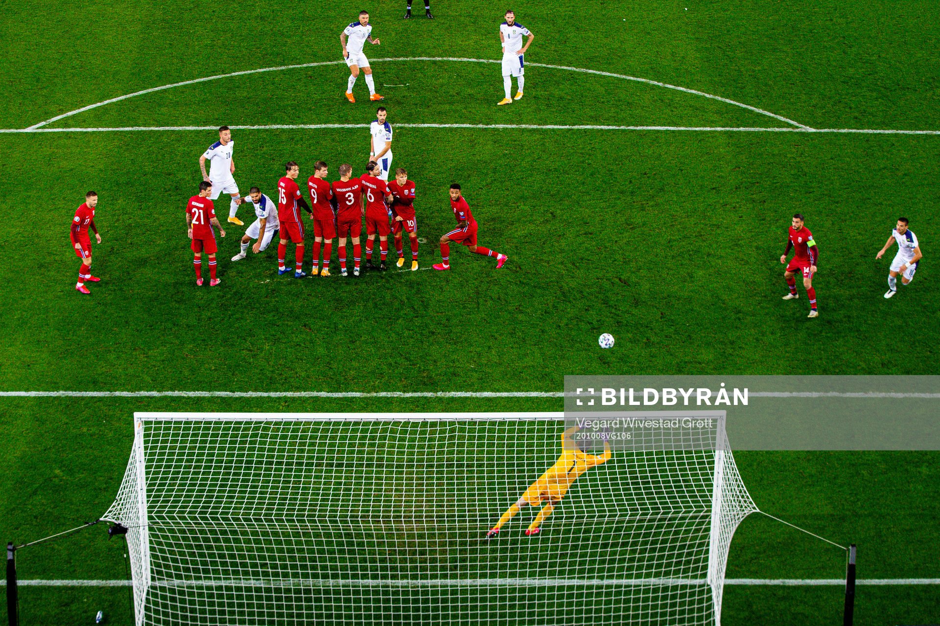 Aleksandar Kolarov of Serbia takes a freekick