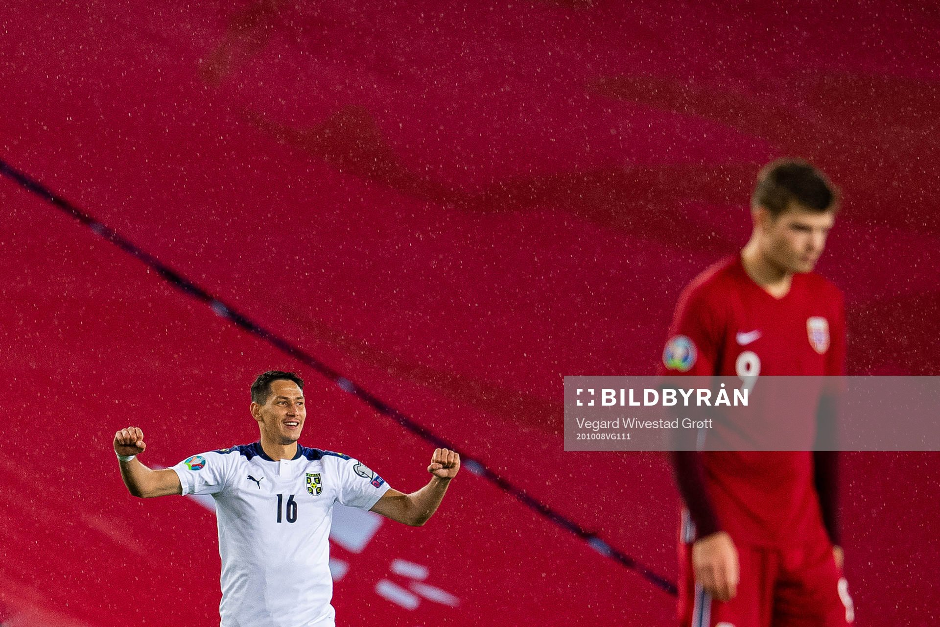 Sasa Lukic of Serbia celebrates