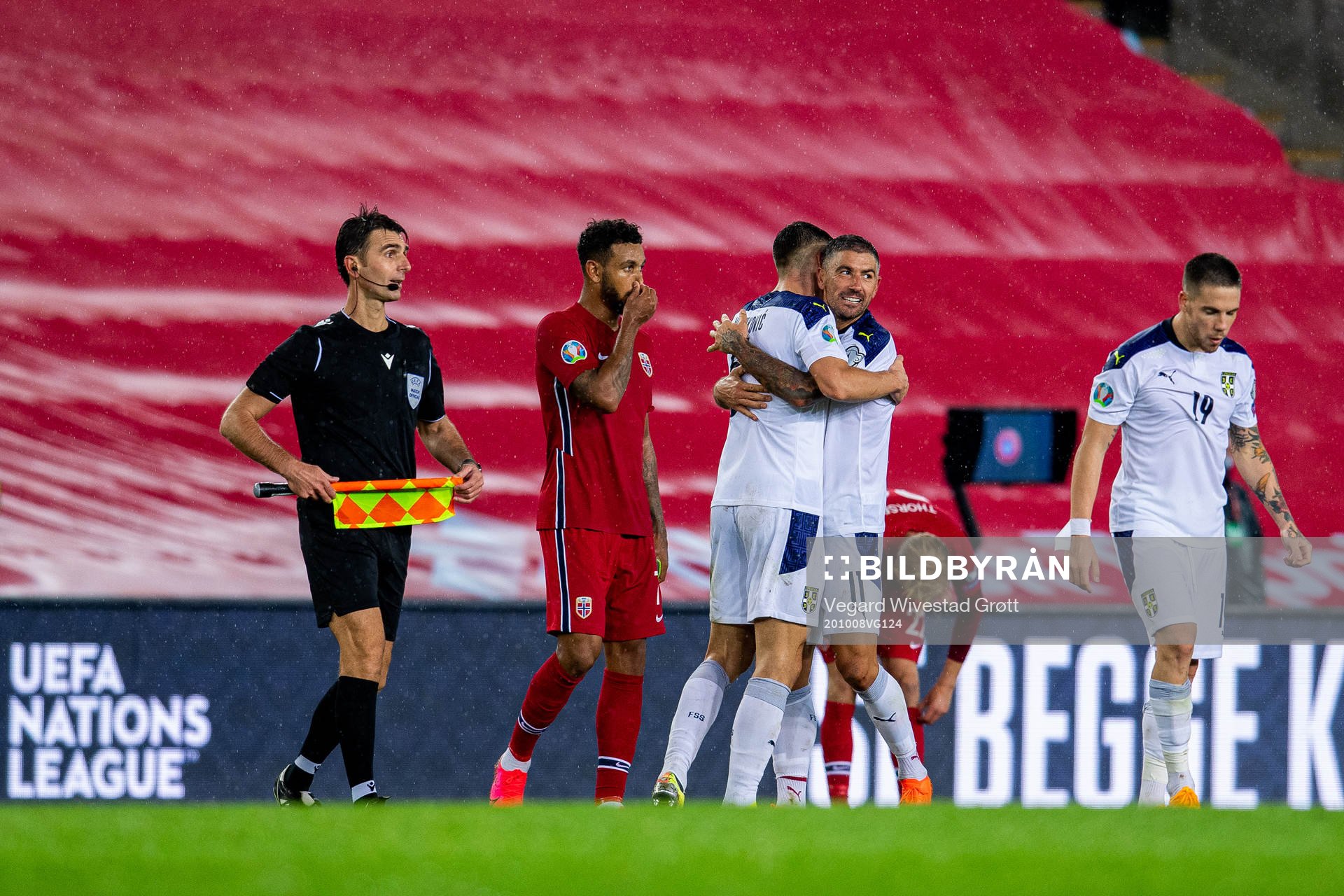 Joshua King of Norway and Aleksandar Kolarov of Serbia