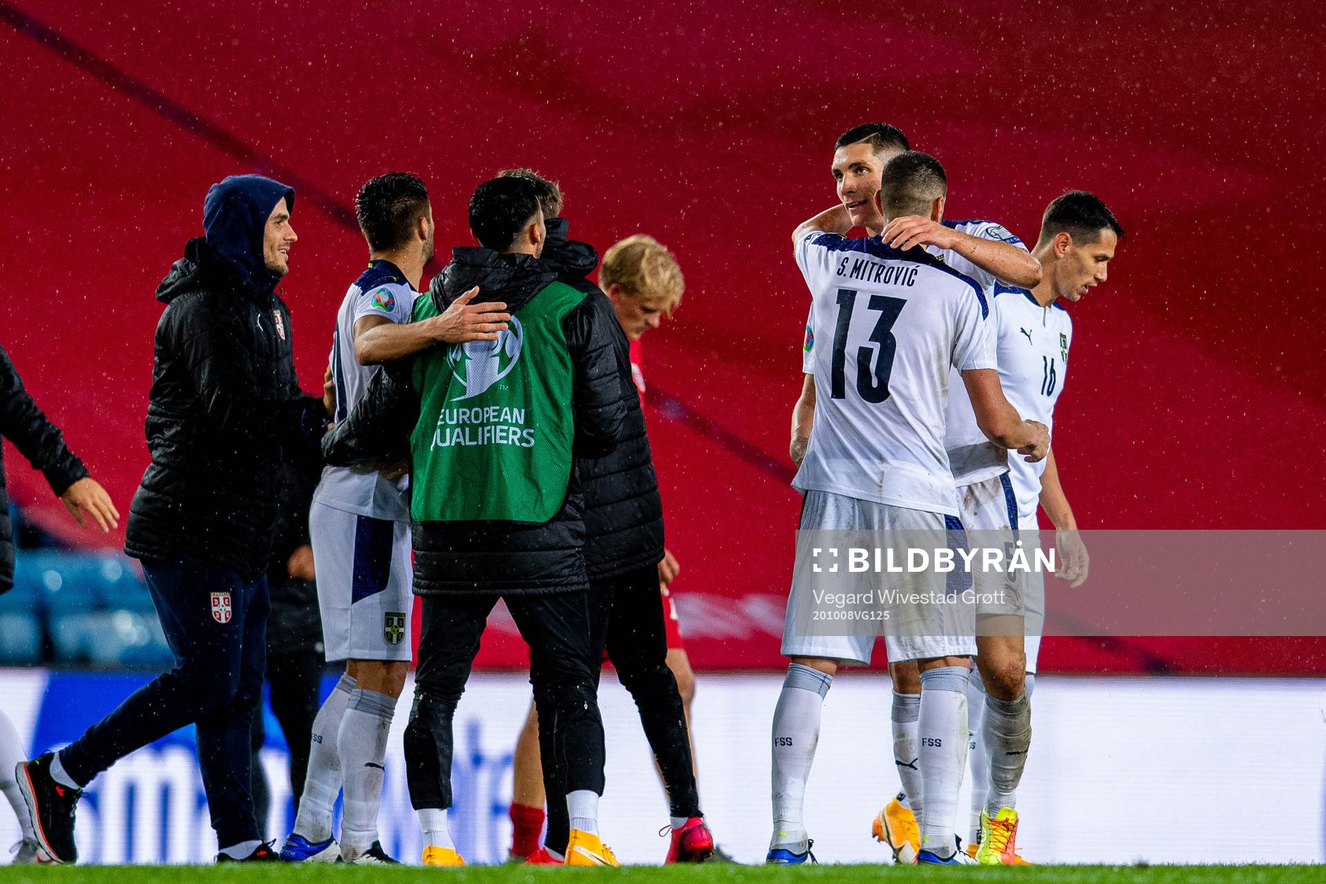 Stefan Mitrovic and Nikola Milenkovic of Serbia celebrate
