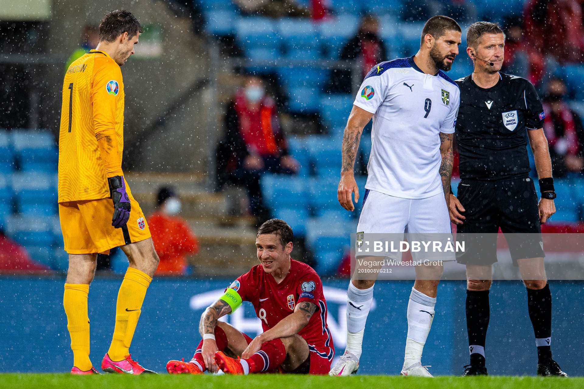 Stefan Johansen of Norway in pain