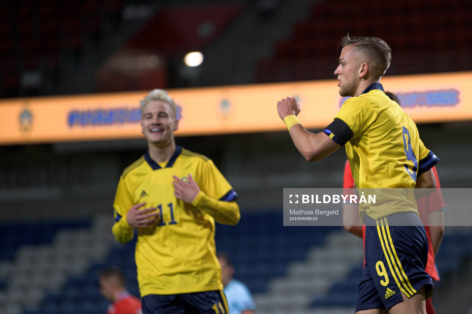 Jesper Karlsson of Sweden celebrates the 1-0 goal