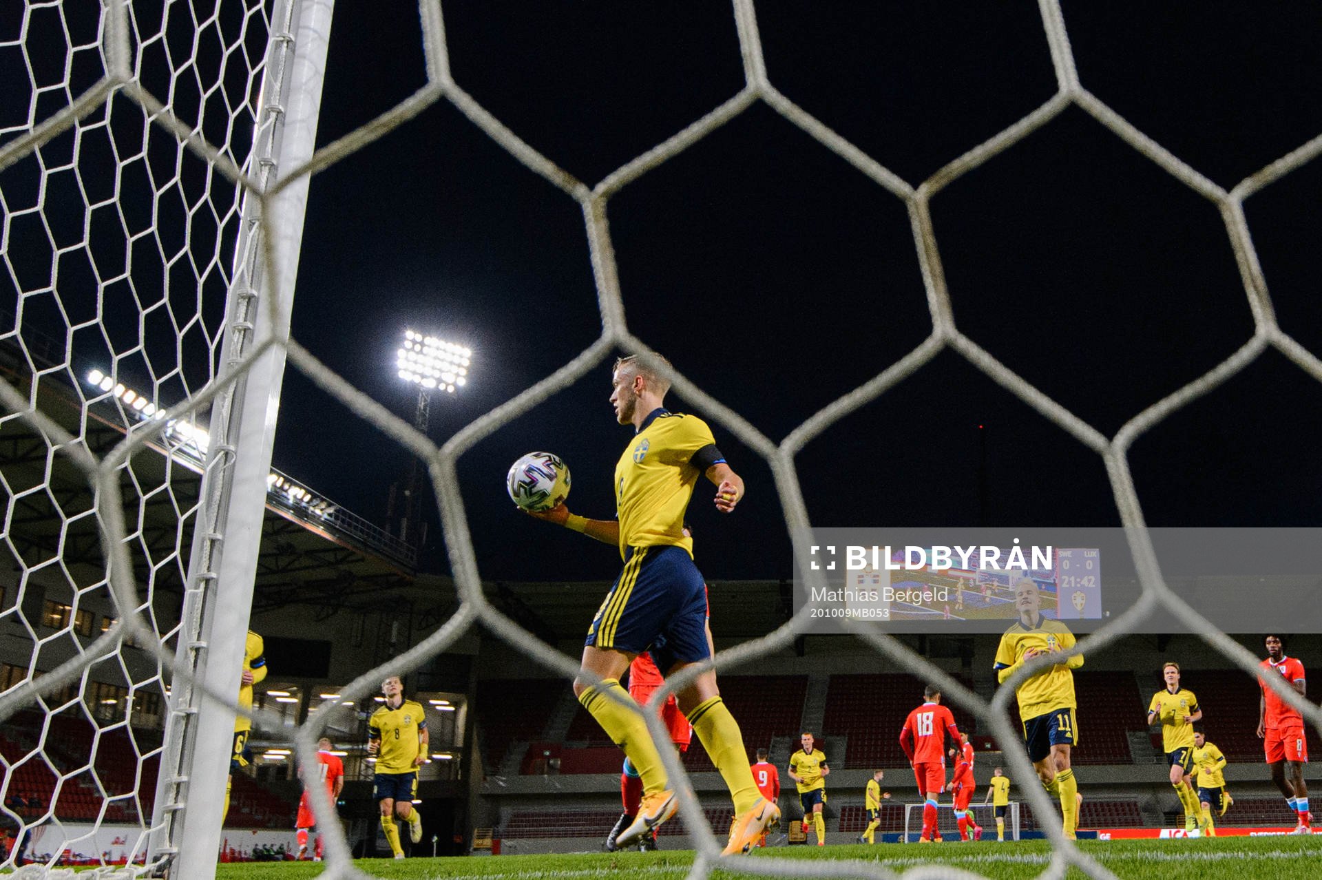 Jesper Karlsson of Sweden celebrates the 1-0 goal