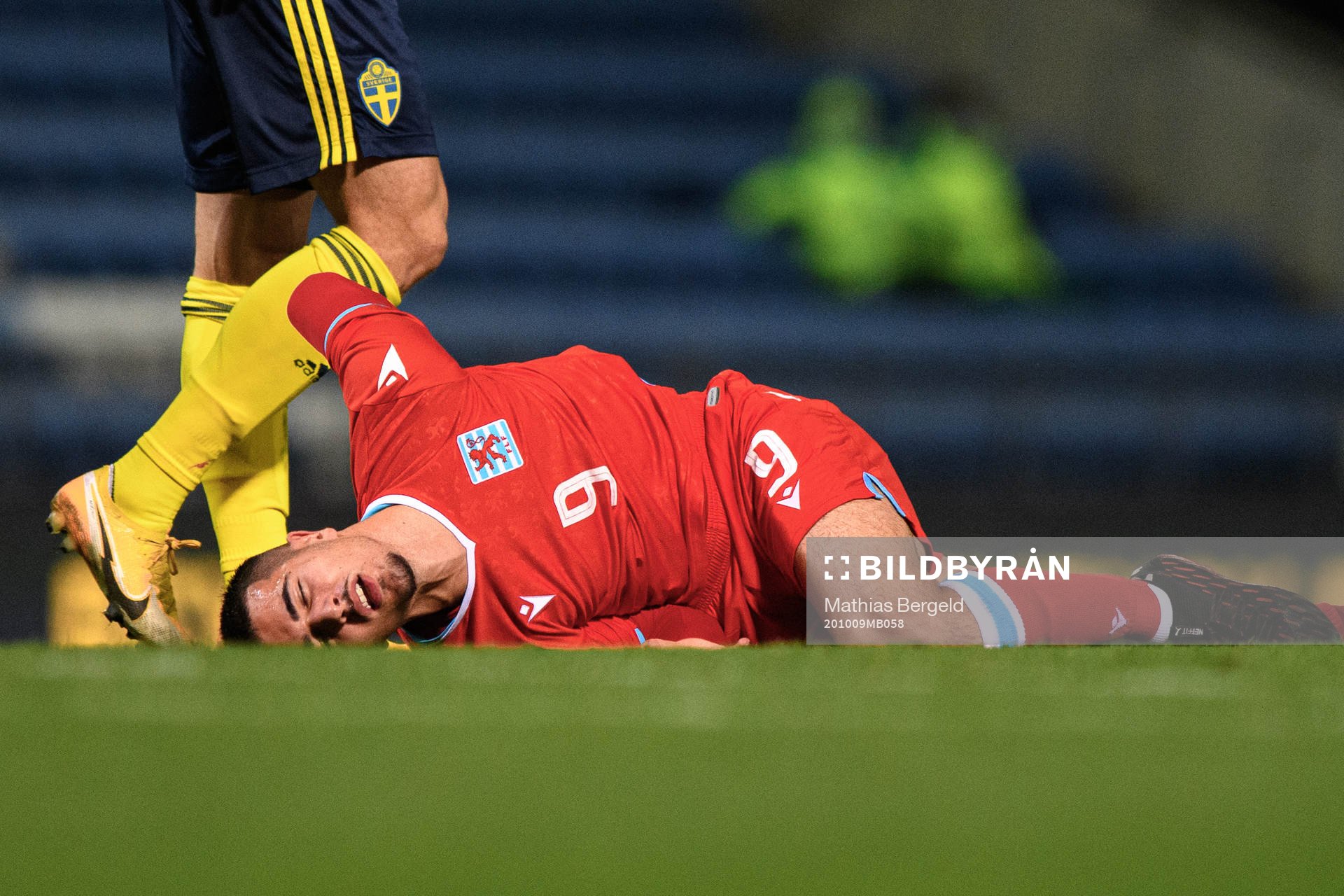 Alessio Curci of Luxembourg in pain
