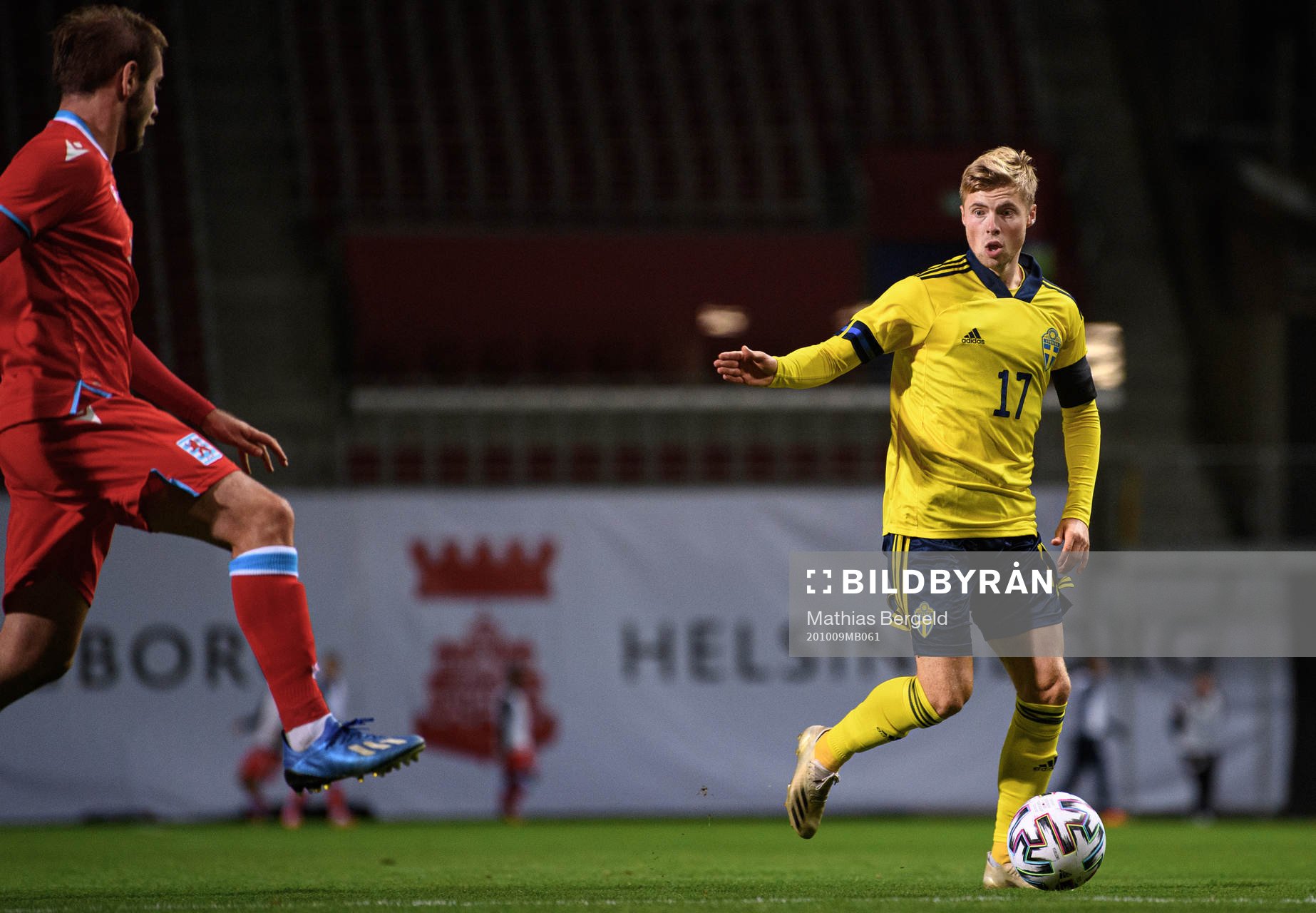 Emil Hansson of Sweden during the UEFA Under-21 Qualifier football match between Sweden and Luxembourg on October 9, 2020 in Helsingborg.