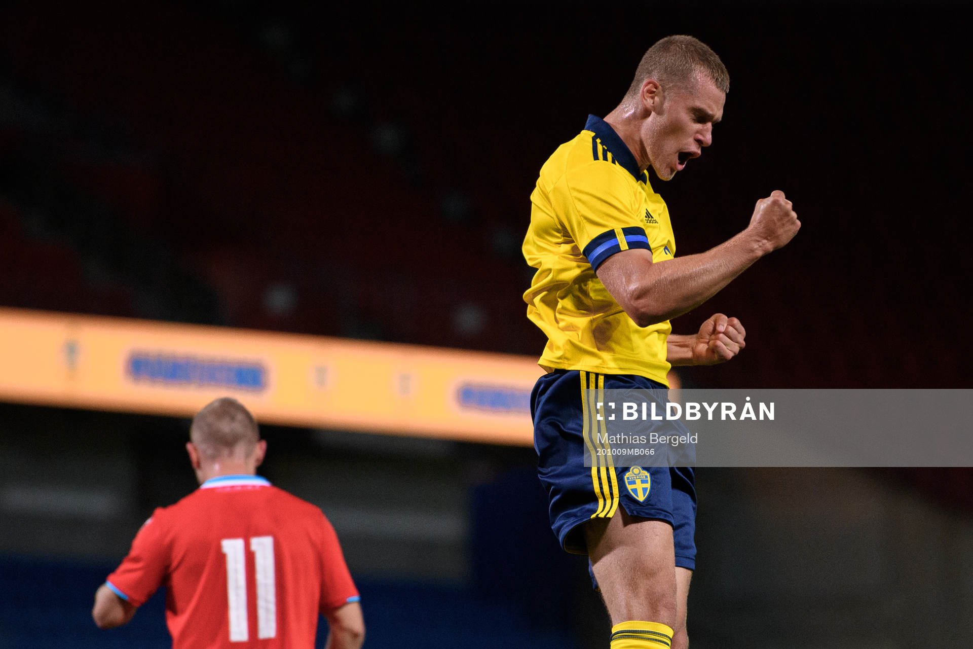 Felix Beijmo of Sweden celebrates the 4-0 goal