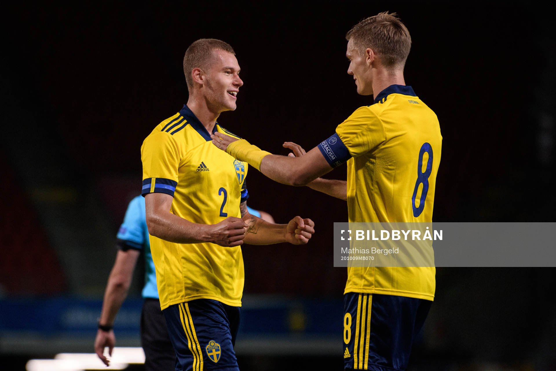 Felix Beijmo and Svante Ingelsson of Sweden celebrate the