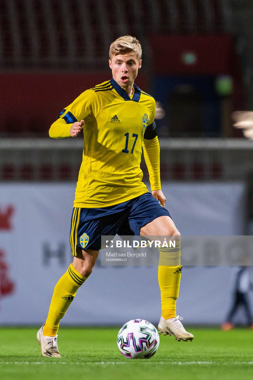 Emil Hansson of Sweden during the UEFA Under-21 Qualifier football match between Sweden and Luxembourg on October 9, 2020 in Helsingborg.