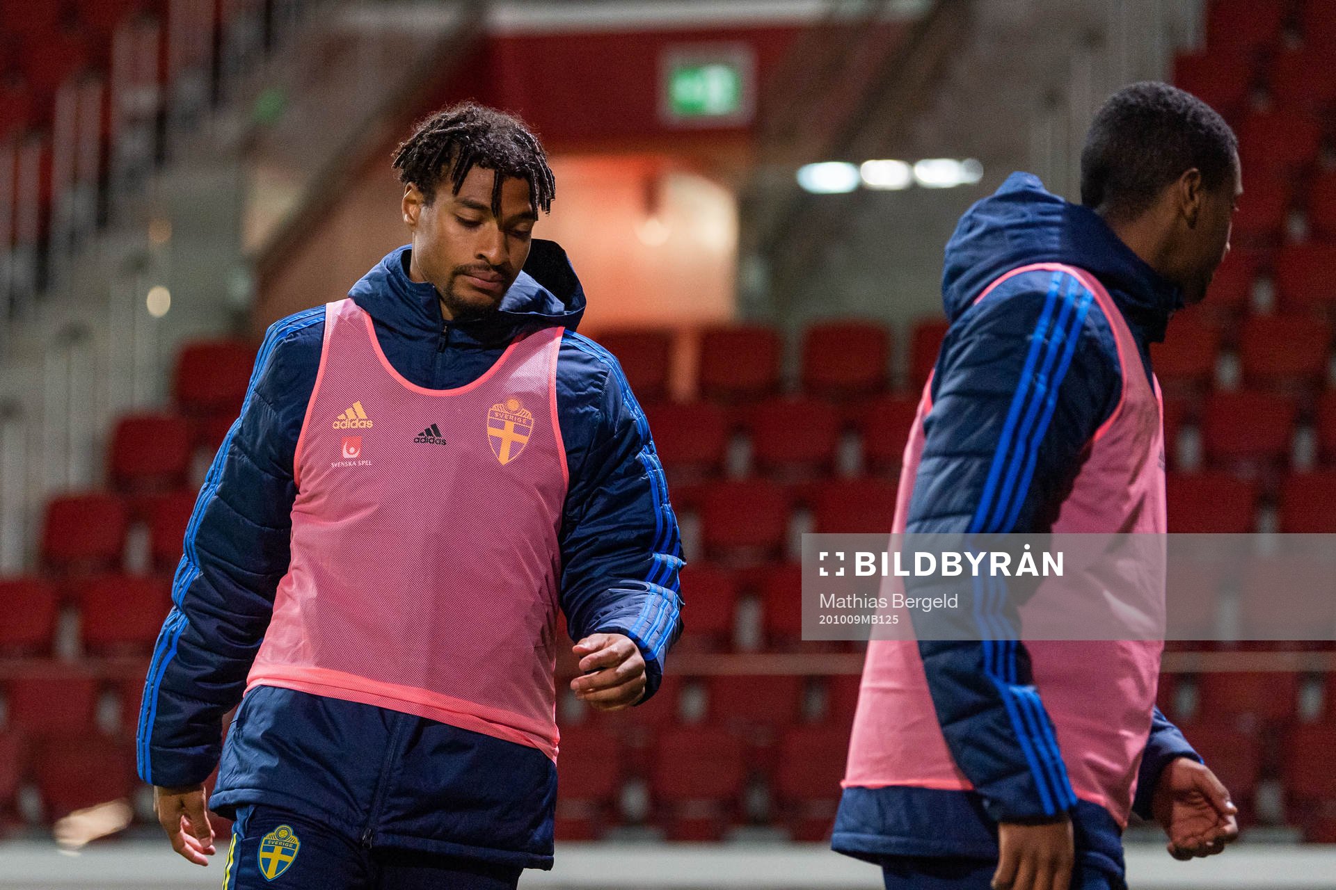 Joseph Ceesay of Sweden warms up