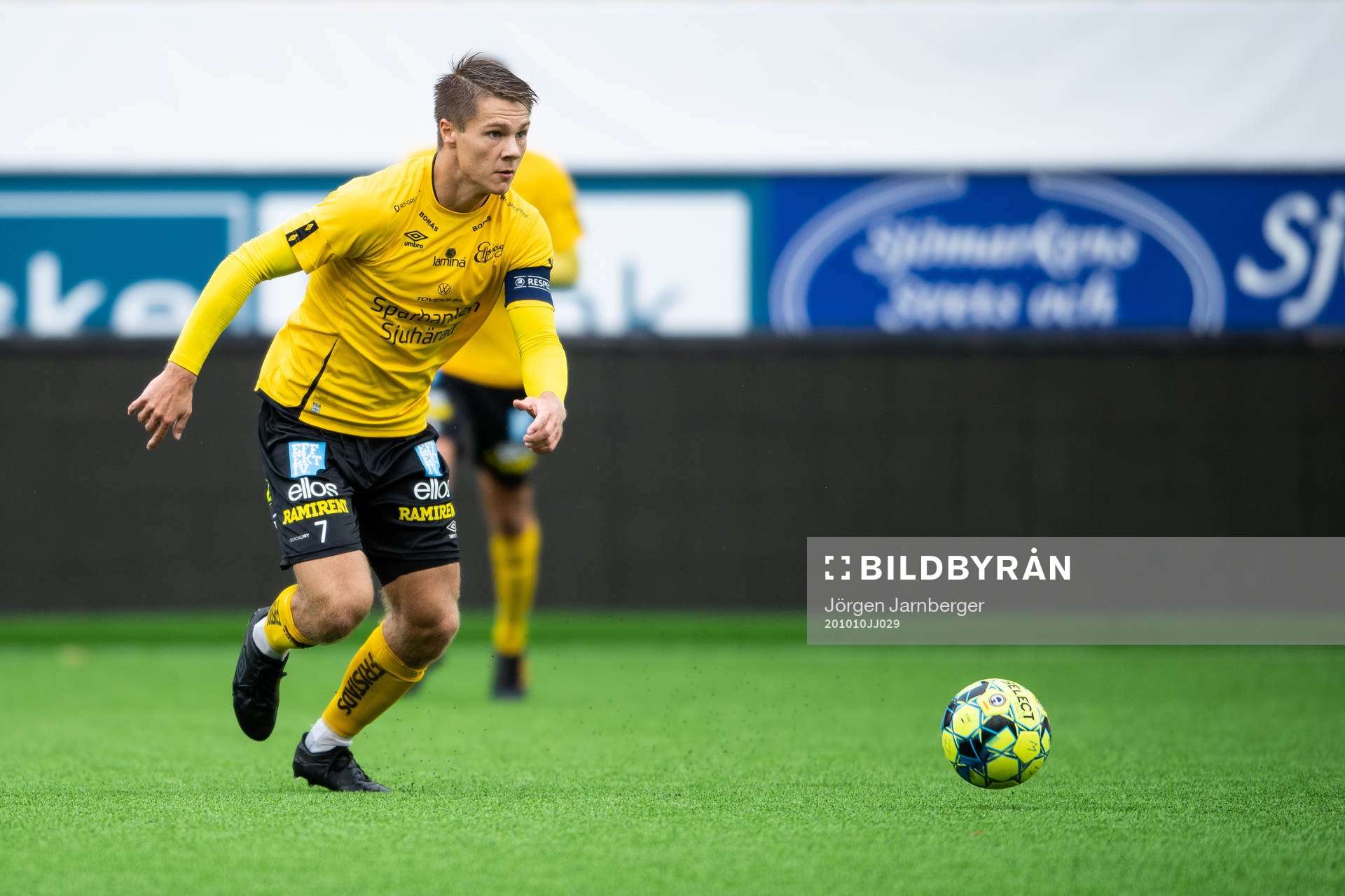 Elfsborgs Gustav Broman under fotbollsmatchen i P19 Allsvenskan mellan Elfsborg och IFK Göteborg den 10 oktober 2020 i Borås.