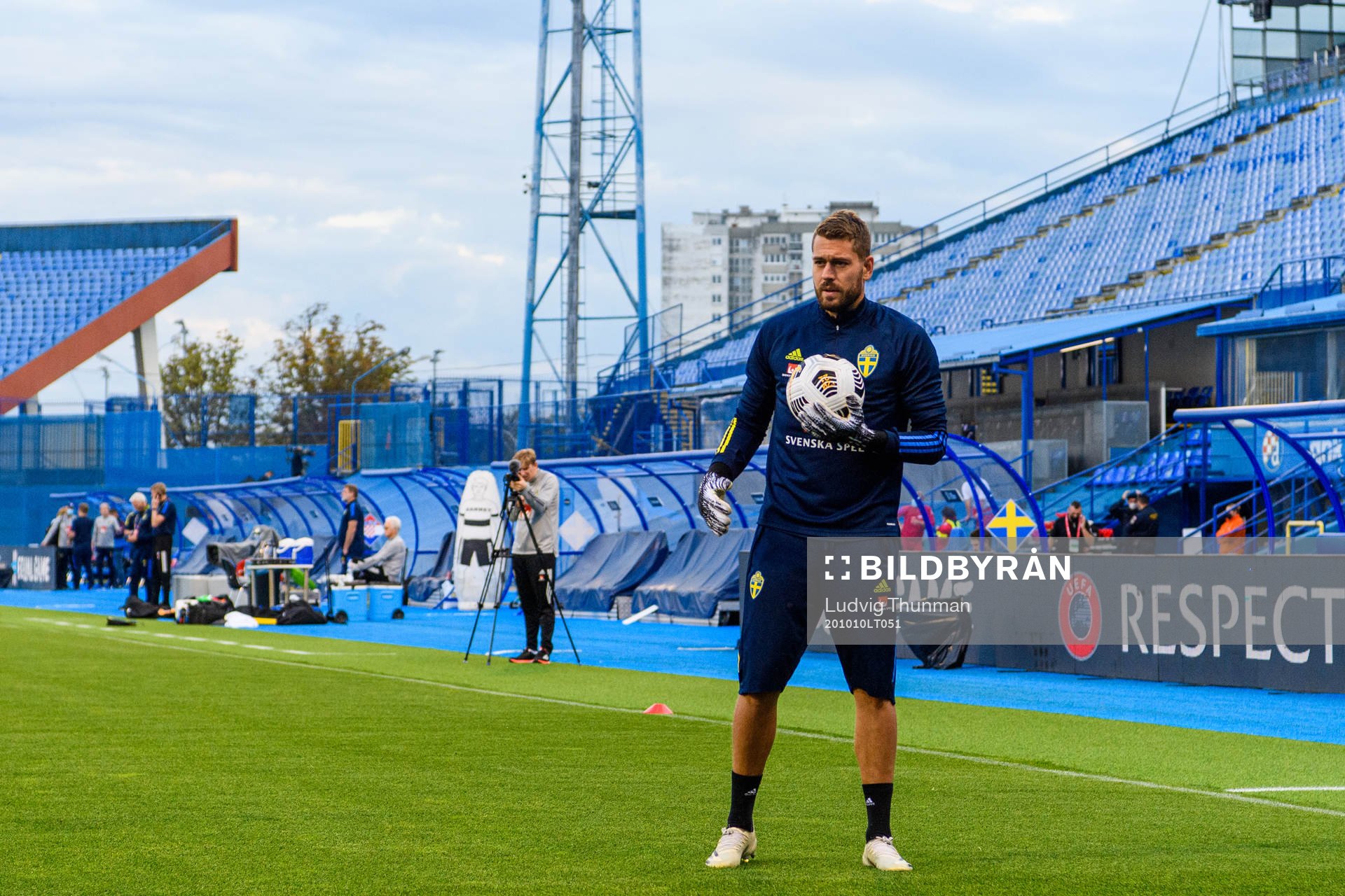 Goalkeeper Kristoffer Nordfeldt of the Swedish national
