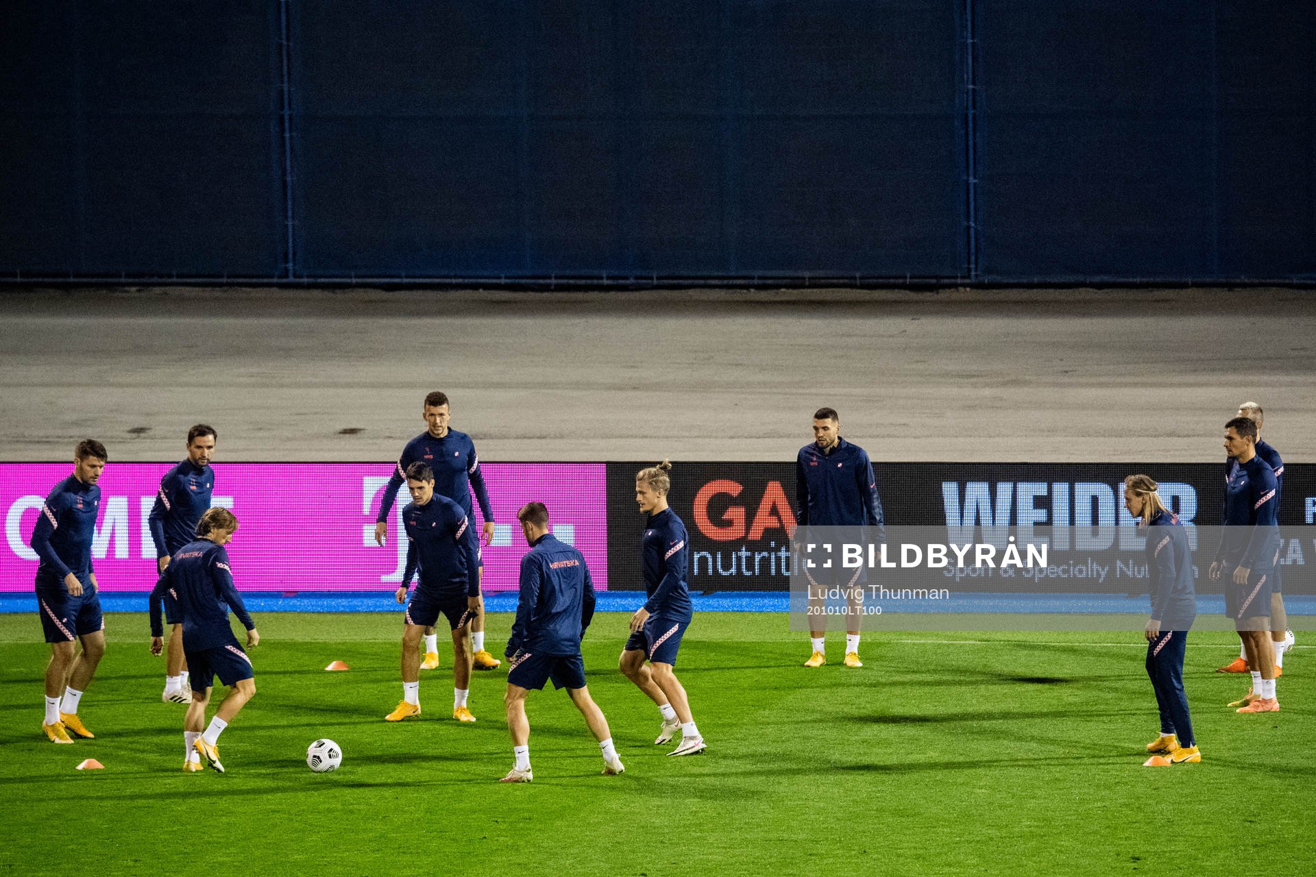 Players of the Croatian national football team during a training session on October 10, 2020 in Zagreb.