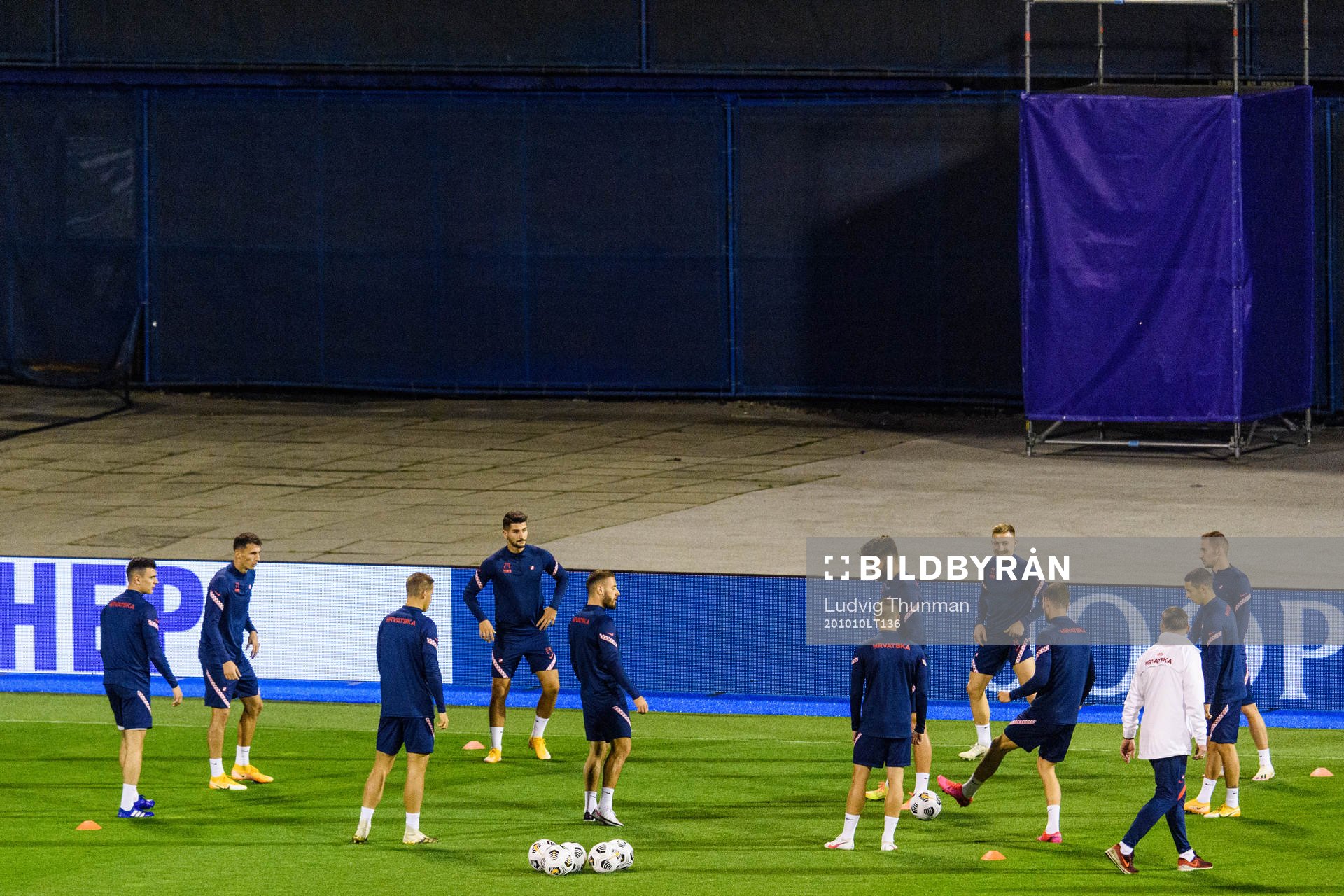 Players of the Croatian national football team warm up